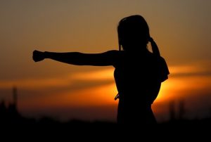 woman learning self defense