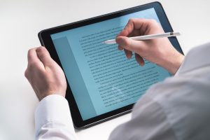 reading on a tablet